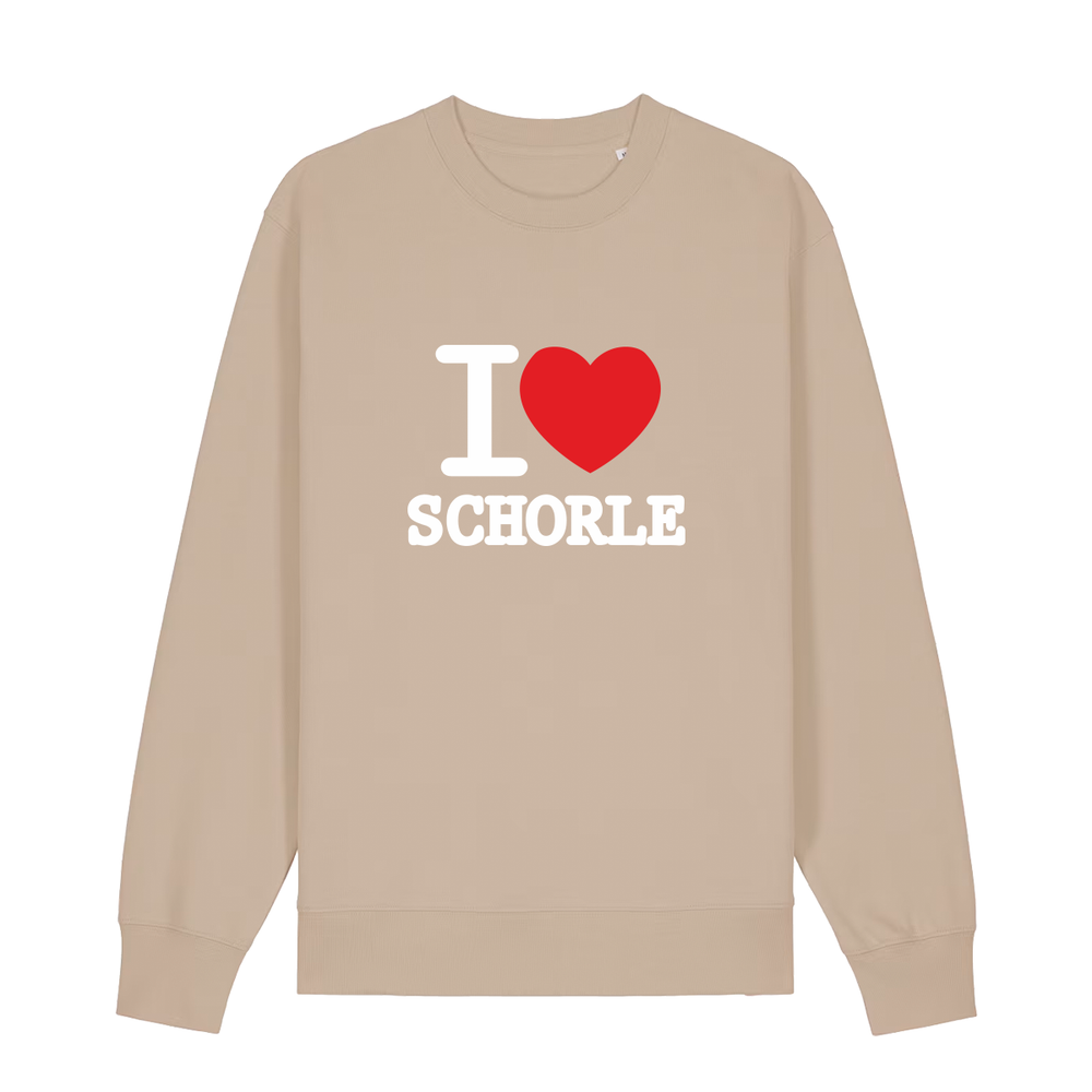 Sweater in beige mit weißem Aufdruck "I love Schorle".