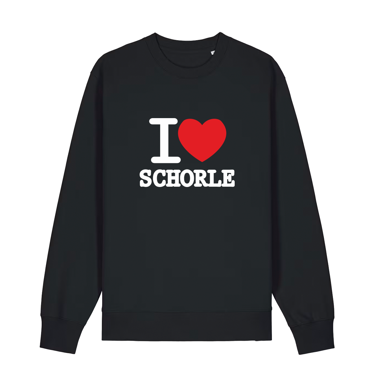 Sweater in schwarz mit weißem Aufdruck "I love Schorle".