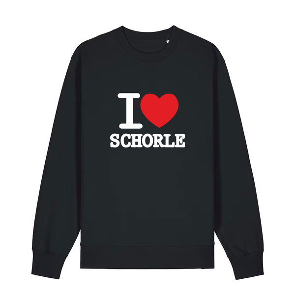 Sweater in schwarz mit weißem Aufdruck "I love Schorle".