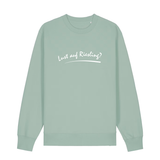 Sweater in aloe mit weißem Aufdruck „Lust auf Riesling“.