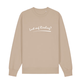 Sweater in beige mit weißem Aufdruck „Lust auf Riesling“.