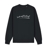 Sweater in schwarz mit weißem Aufdruck „Lust auf Riesling“.