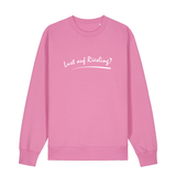 Sweater in bubbelpink mit weißem Aufdruck „Lust auf Riesling“.