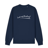 Sweater in navy mit weißem Aufdruck „Lust auf Riesling“.